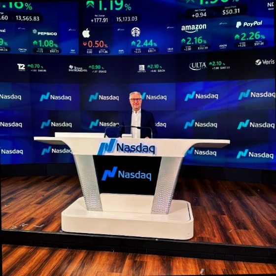 Cesare Trebeschi at the Nasdaq podium