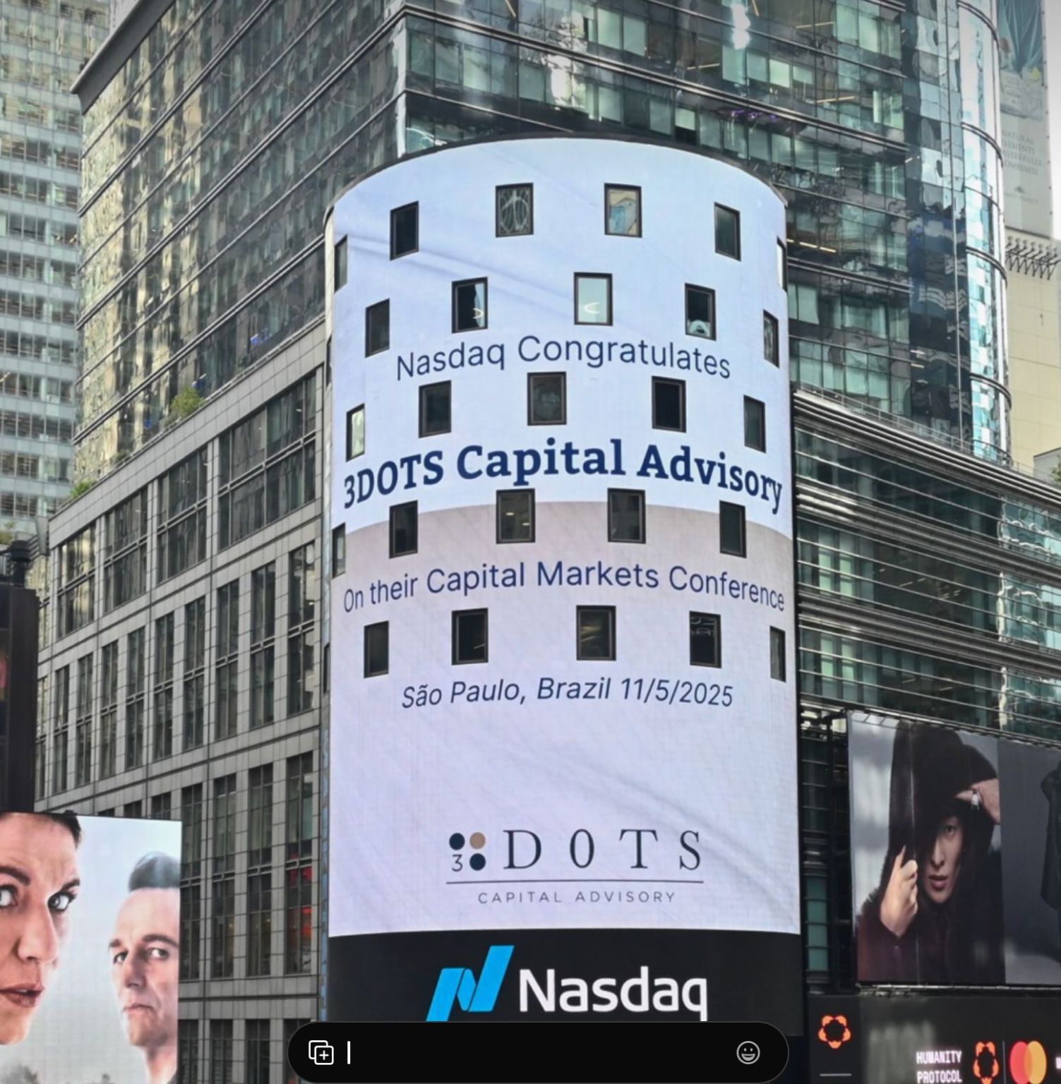 3DOTS Capital Advisory on the Nasdaq Tower, Times Square